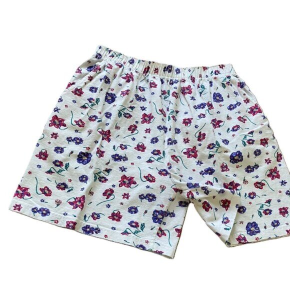 Northern Reflections Pull-On Shorts with Pockets White Floral Print Vintage 90s - Picture 2 of 9